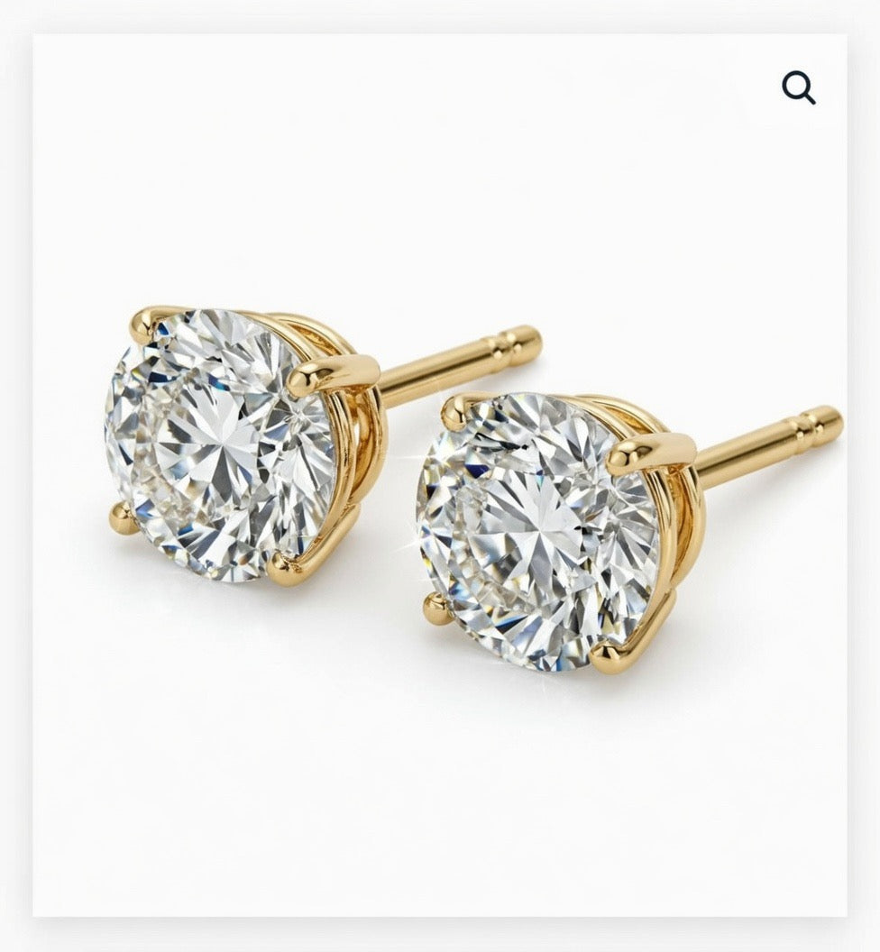 1.00 CT TW Lab Grown Round Diamond Stud Earrings in 14K Yellow Gold