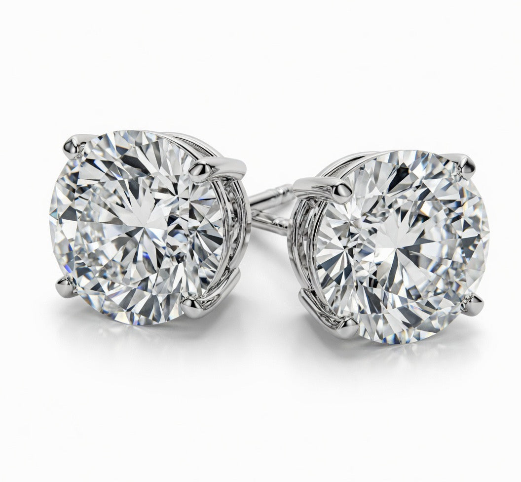 4.00 CT TW Lab Grown Diamond Stud Earrings in 14K White Gold