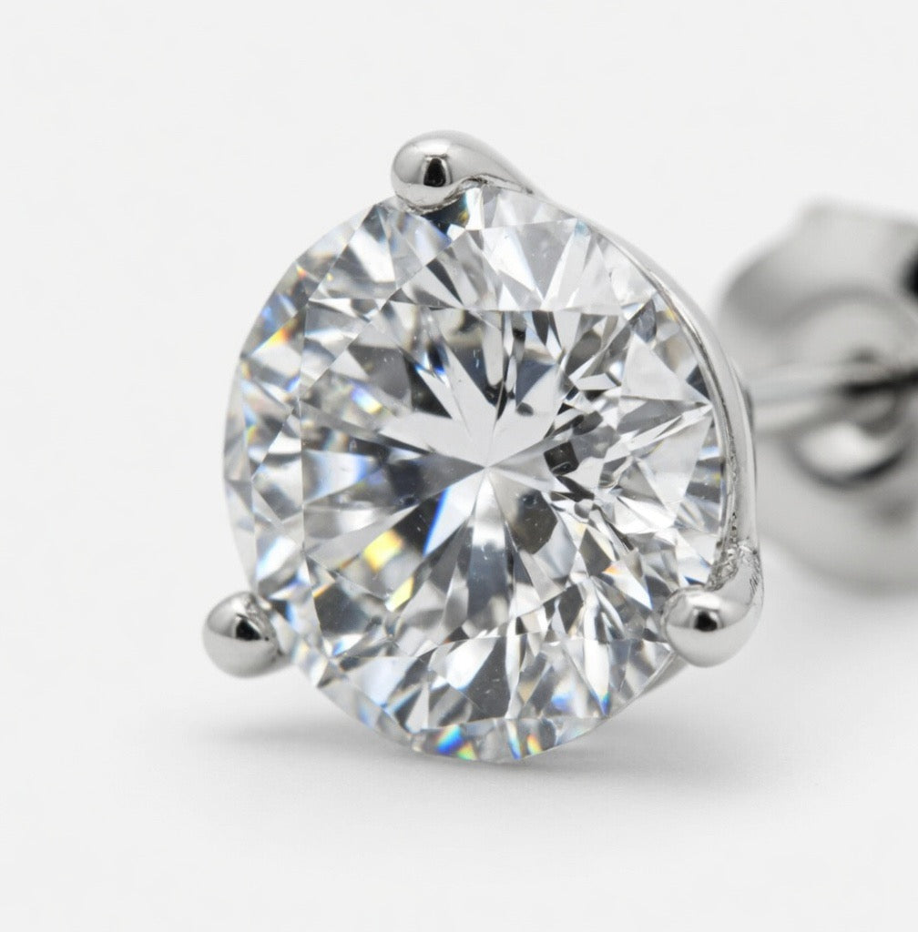 2.00 CT TW Lab Grown Round Diamond Stud Earrings in 14K White Gold