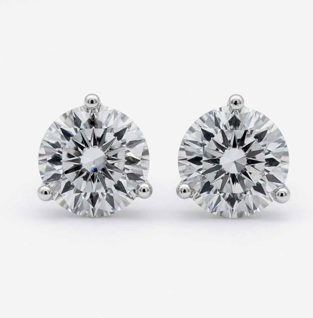 3.00 CT TW Lab Grown Diamond Stud Earrings in 14K White Gold