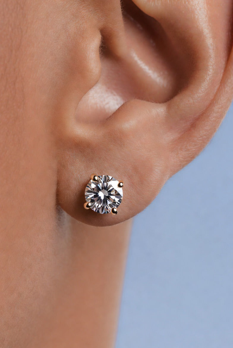1.00 CT TW Lab Grown Round Diamond Stud Earrings in 14K Yellow Gold