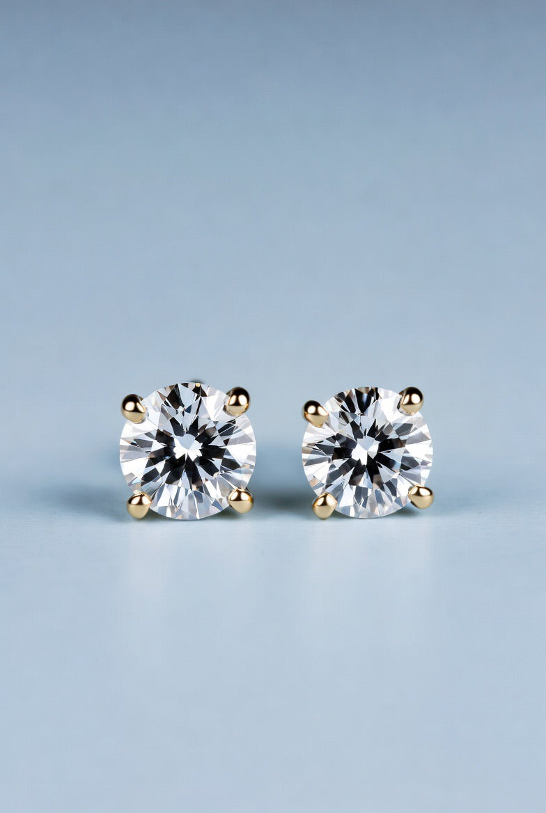 1.00 CT TW Lab Grown Round Diamond Stud Earrings in 14K Yellow Gold