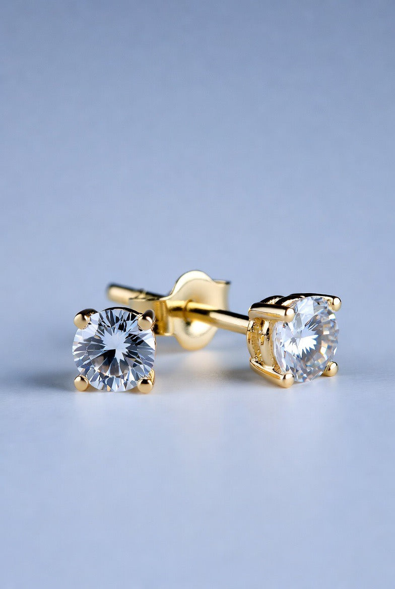 5.00 CT Lab Grown Diamond Stud Earrings in 14K Yellow Gold