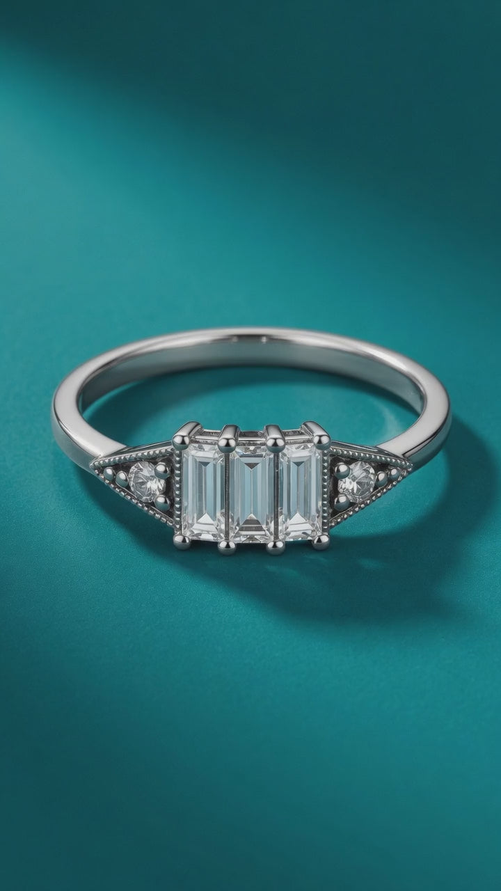 0.50 CT TW Lab Grown 3 Stone Diamond Ring in 14K White Gold